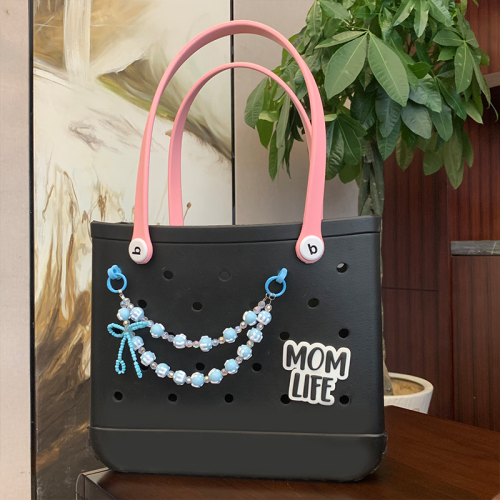 Large Rubber Clog Charms for Beach Bags Marine Blue Hanging Chain