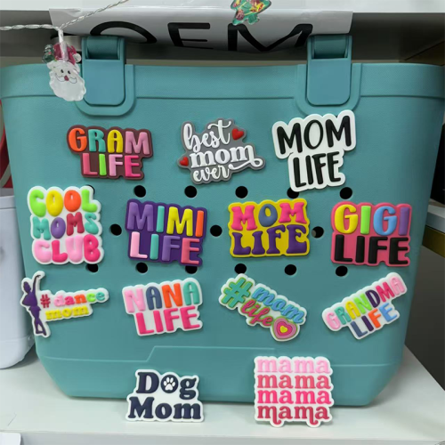 Large Rubber Clog Charms for Beach Bags Color letters