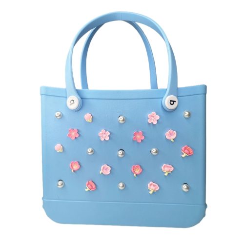 Eva Beach Bag Accessories PVC LED Clog Charms-Flower Pearl