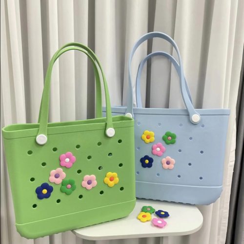 Large Rubber Clog Charms for Beach Bags Marine Flowers